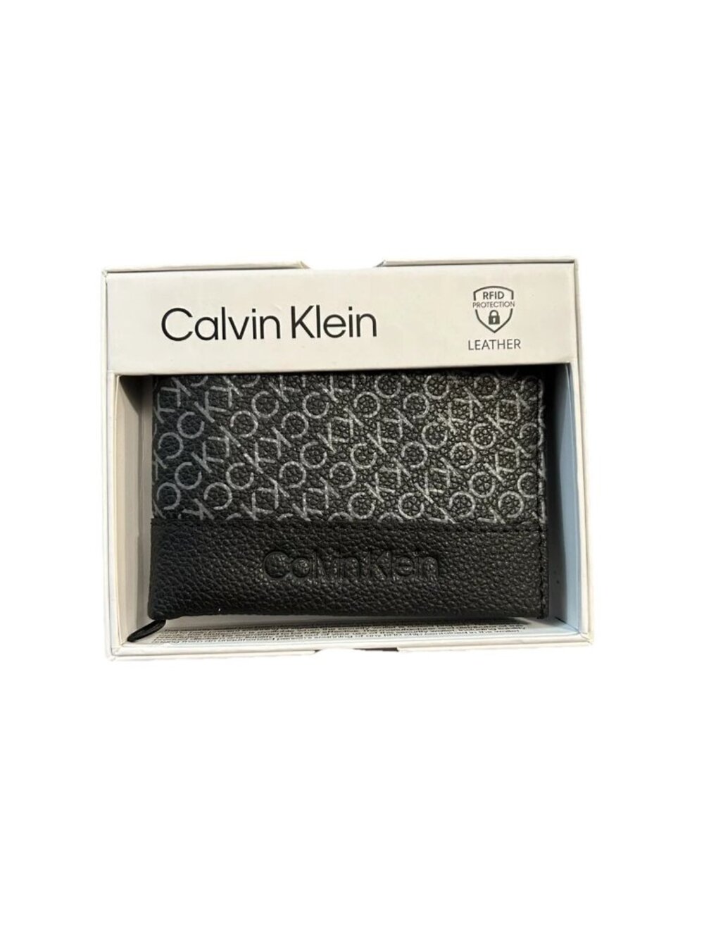 New Calvin Klein Leather Card Wallet Black RFID Protection Me S Accessories